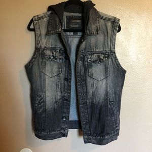 Denim hooded vest